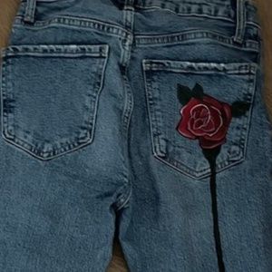 Zara hand painted jeans - red rose
